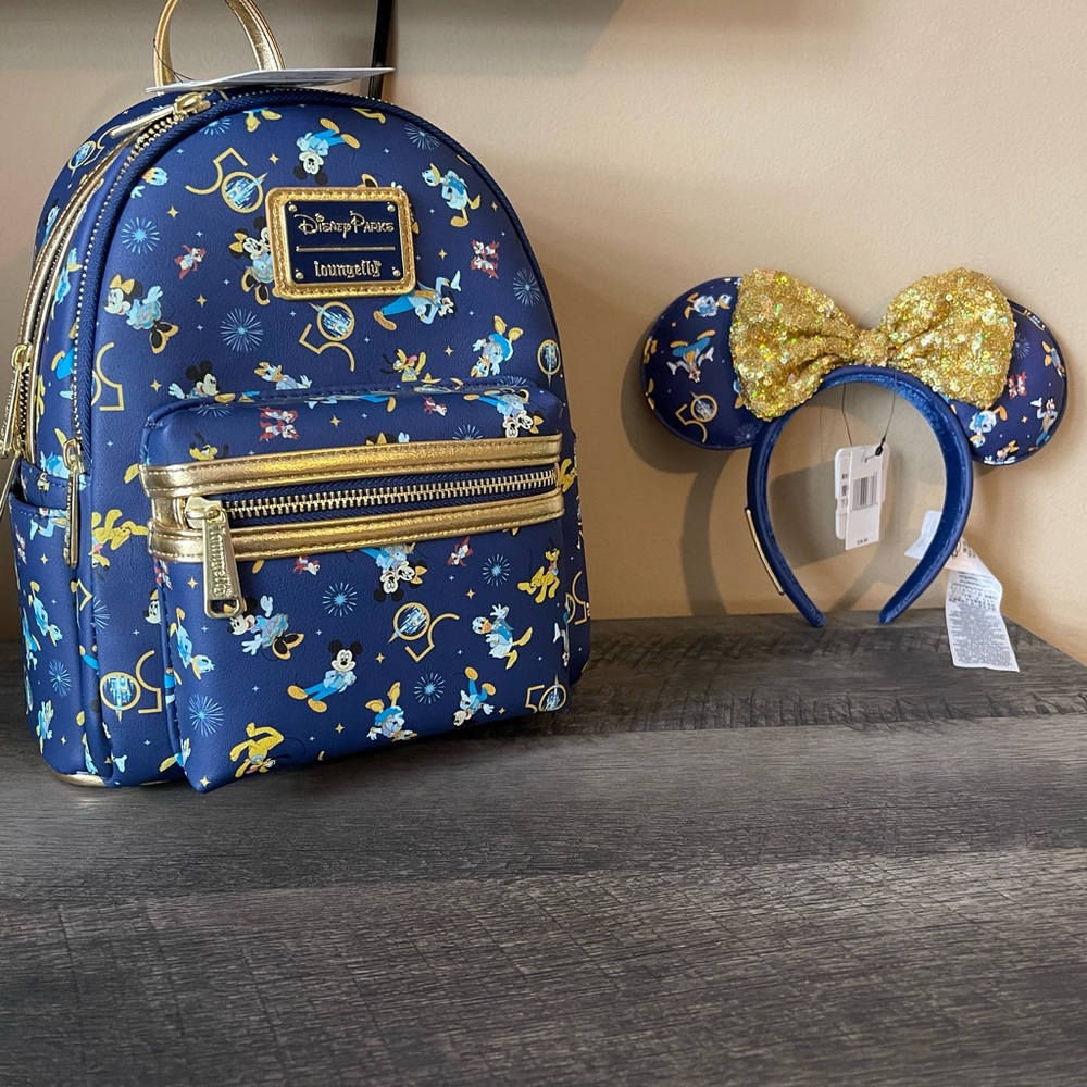 Walt Disney World 50th Anniversary Mickey & Friends Backpack & Ears Headband